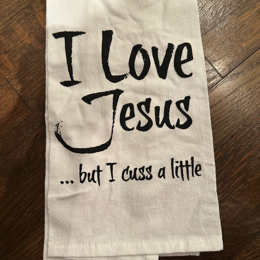 White 'I Love Jesus' Kitchen Towel